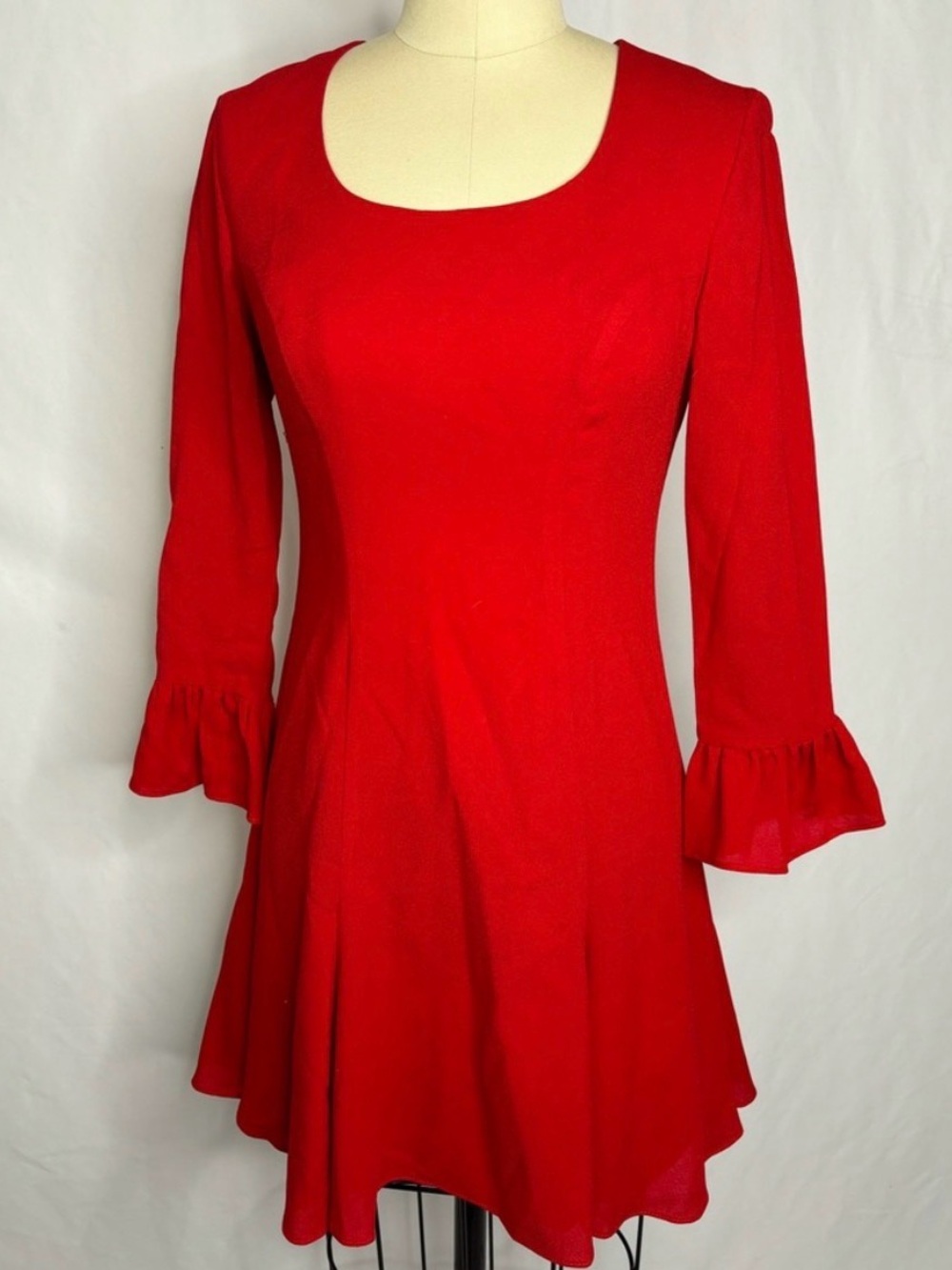Vintage Cynthia Rowley Red Ruffle Flared Women’s Retro Dress Small